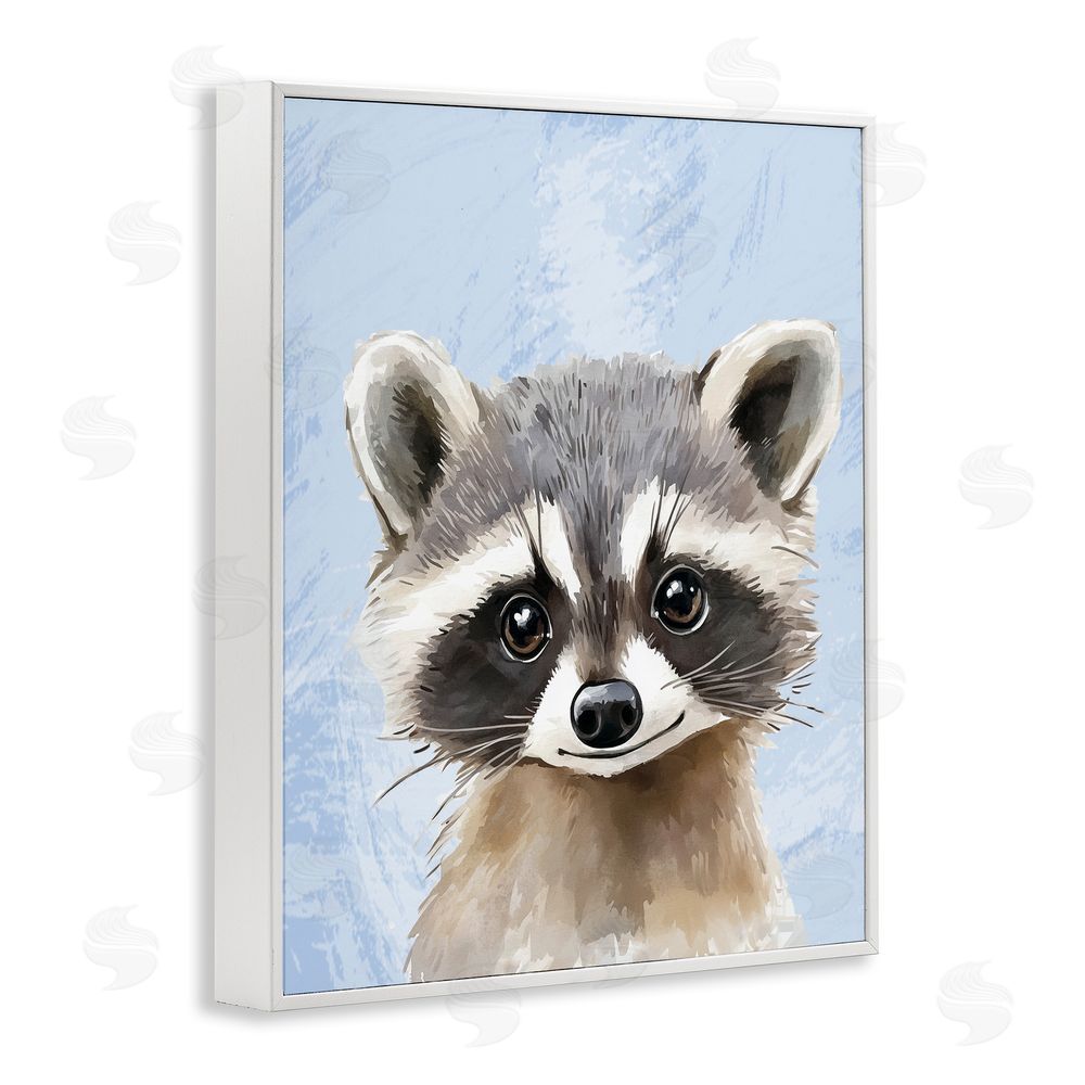Christine Simpson Art Sweet Woodland Raccoon White Framed Giclee Wall Art Print