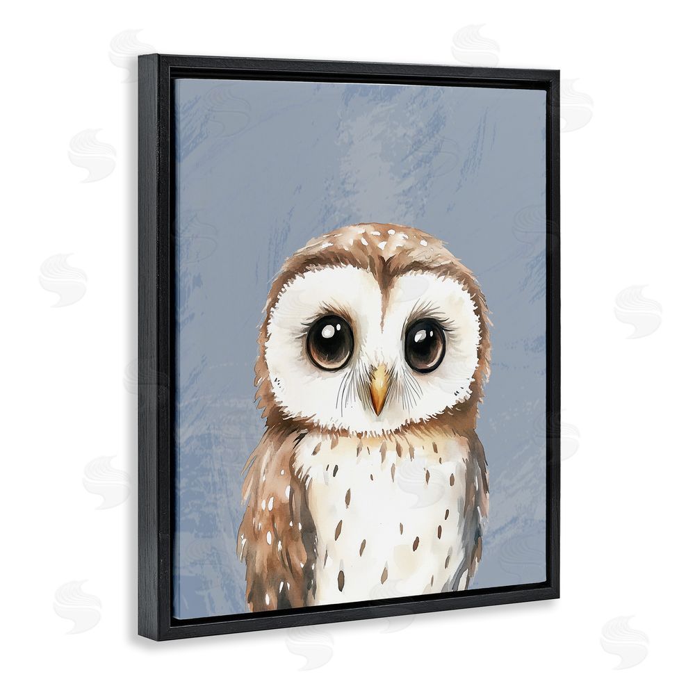 Christine Simpson Art Sweet Woodland Owl Black Floating Frame Canvas Wall Art Print