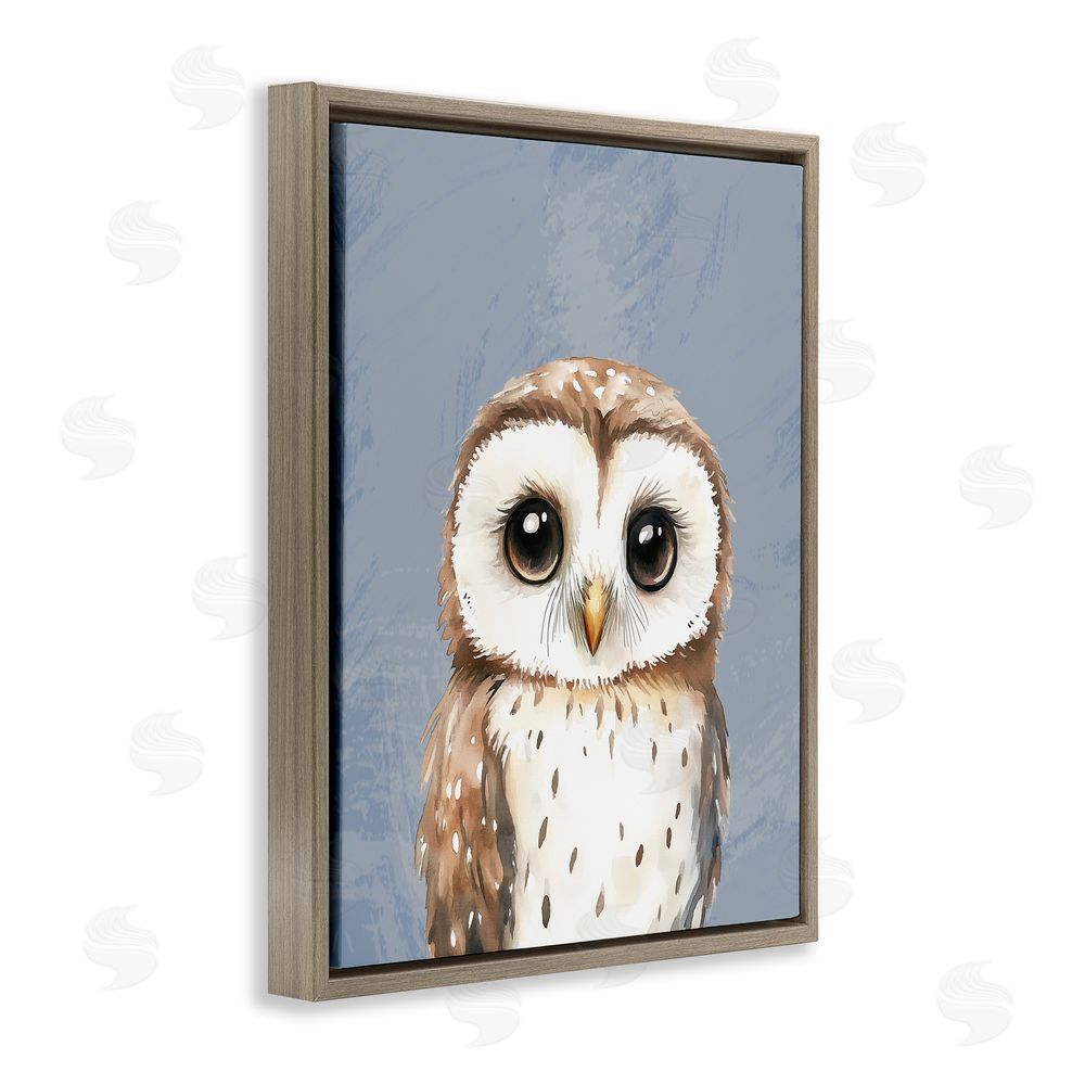 Christine Simpson Art Sweet Woodland Owl Brown Floating Frame Canvas Wall Art Print