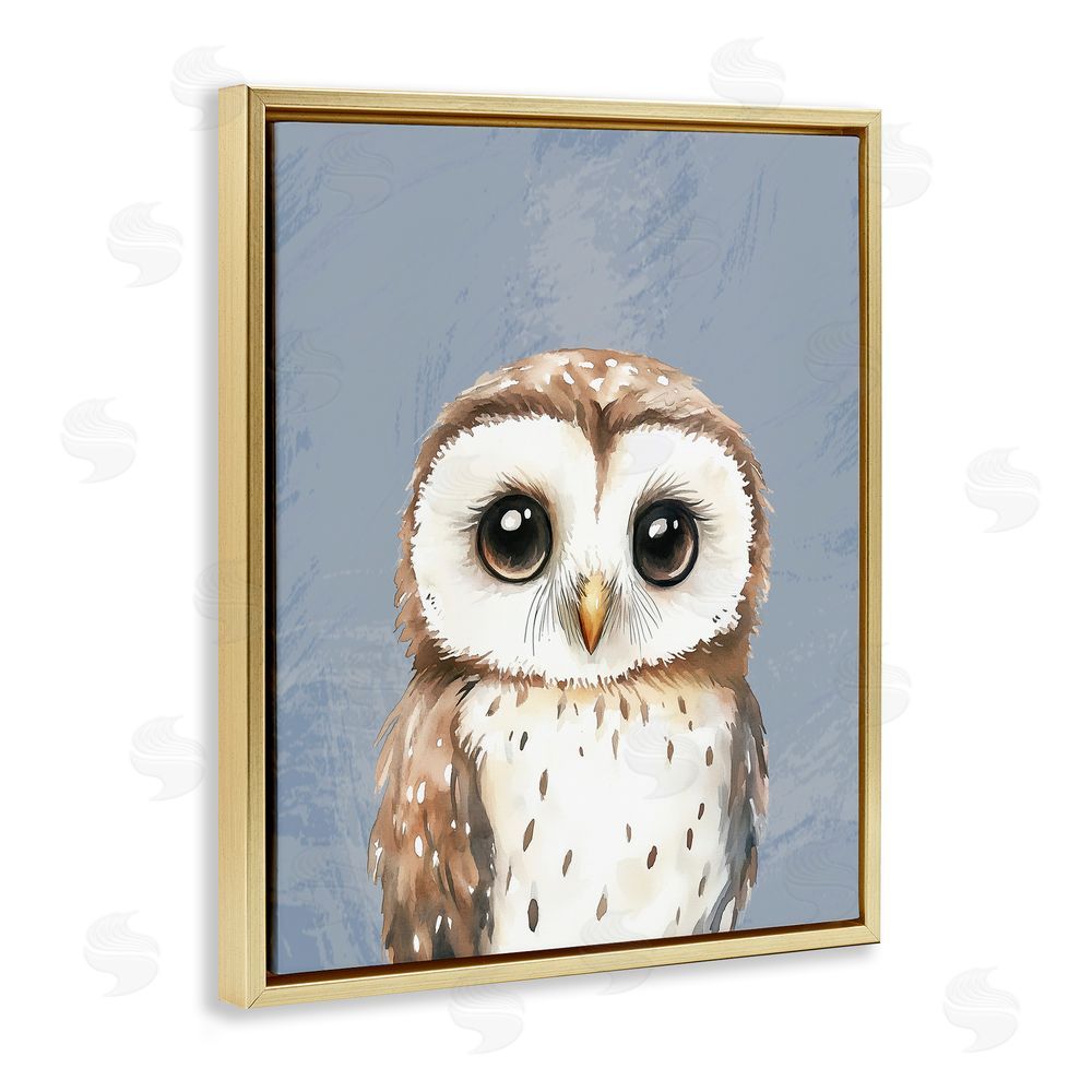 Christine Simpson Art Sweet Woodland Owl Gold Floating Frame Canvas Wall Art Print