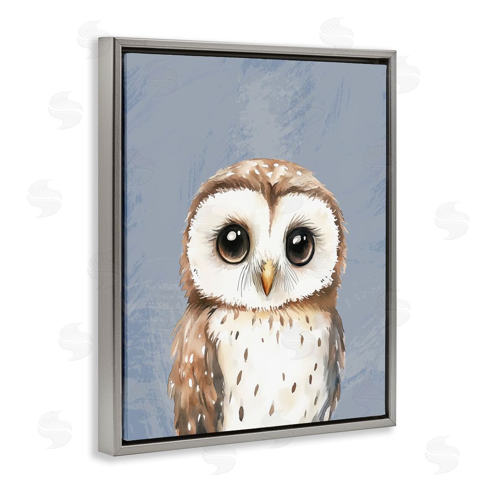 Christine Simpson Art Sweet Woodland Owl Gray Floating Frame Canvas Wall Art Print