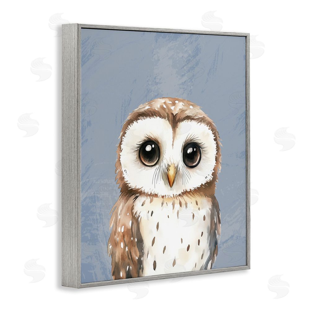 Christine Simpson Art Sweet Woodland Owl Gray Framed Giclee Wall Art Print