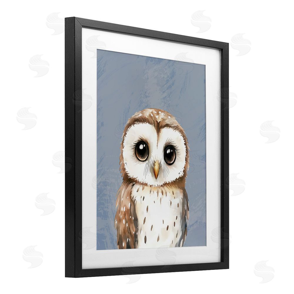 Christine Simpson Art Sweet Woodland Owl Black Framed Print Under Glass with White Mat Wall Art