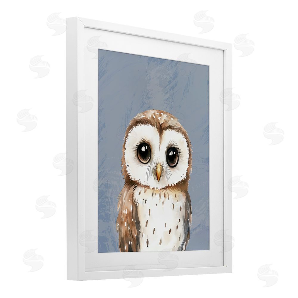 Christine Simpson Art Sweet Woodland Owl White Framed Print Under Glass with Mat Wall Art