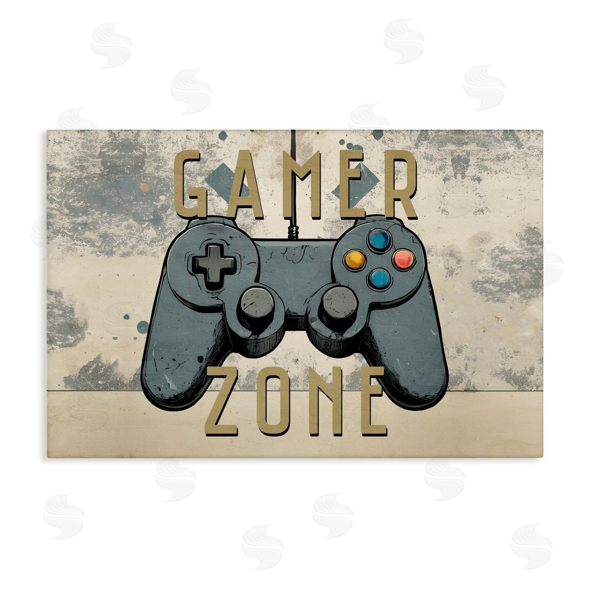 Kim Allen Gamer Zone with Abstract Background Canvas Wall Art Print