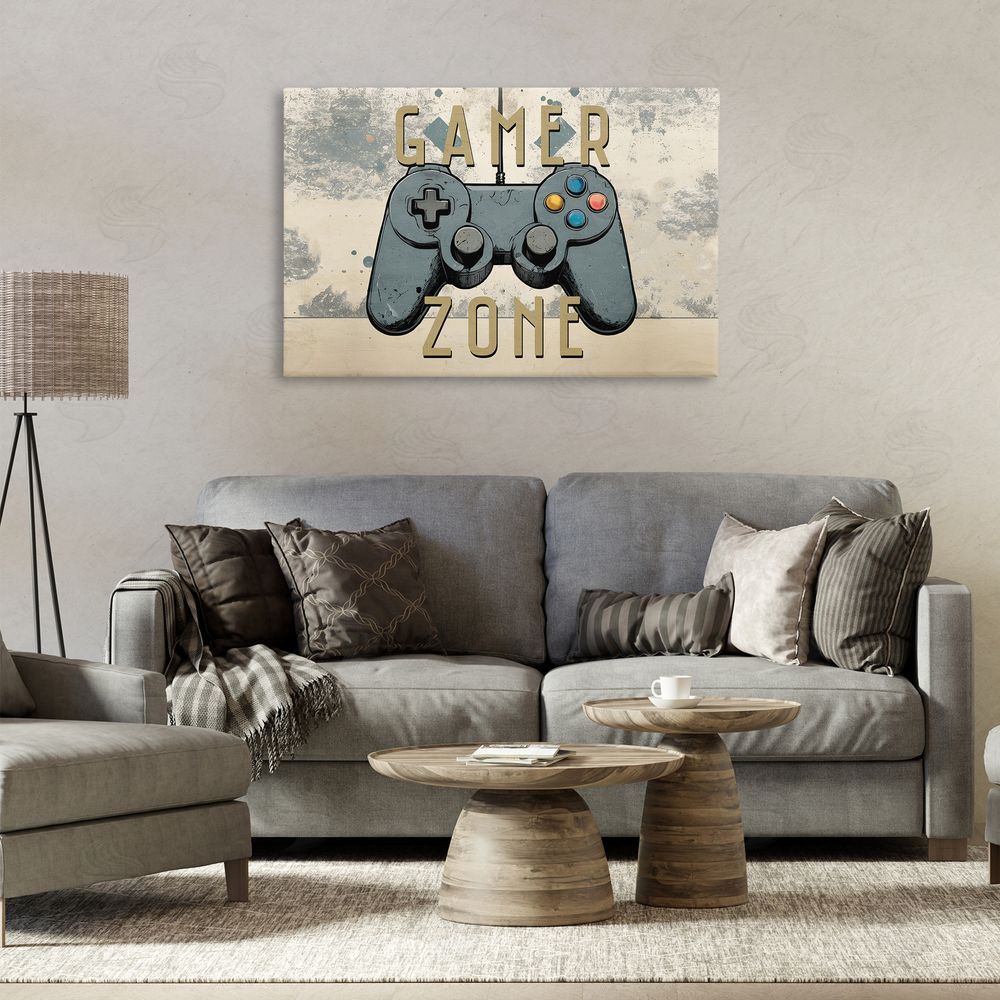 Kim Allen Gamer Zone with Abstract Background Canvas Art on Wall