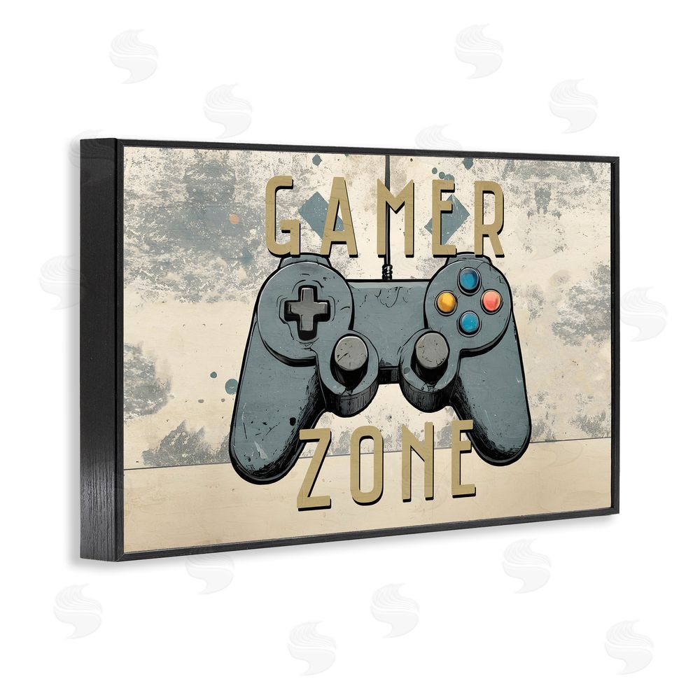 Kim Allen Gamer Zone with Abstract Background Black Framed Giclee Wall Art Print