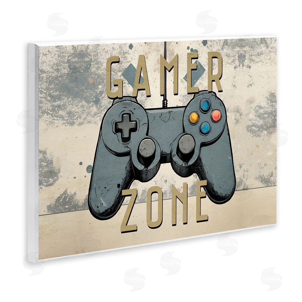 Kim Allen Gamer Zone with Abstract Background Wall Plaque Art Print