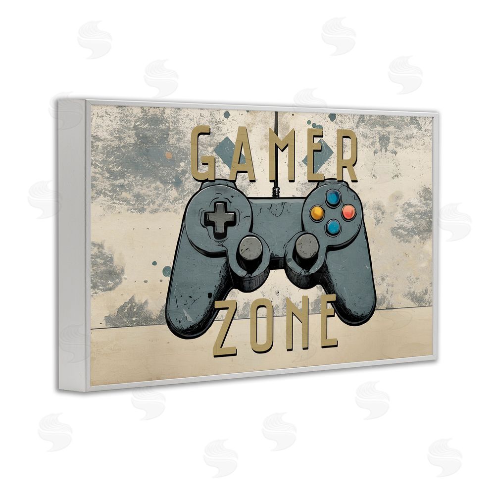 Kim Allen Gamer Zone with Abstract Background White Framed Giclee Wall Art Print