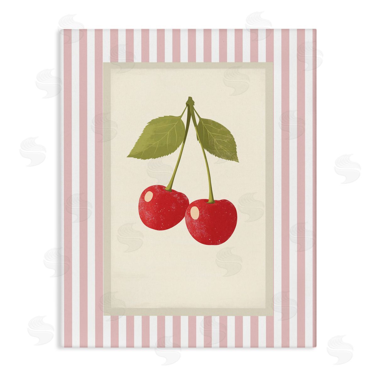 Christine Simpson Art Delicate Cherries on Stripes Canvas Wall Art Print