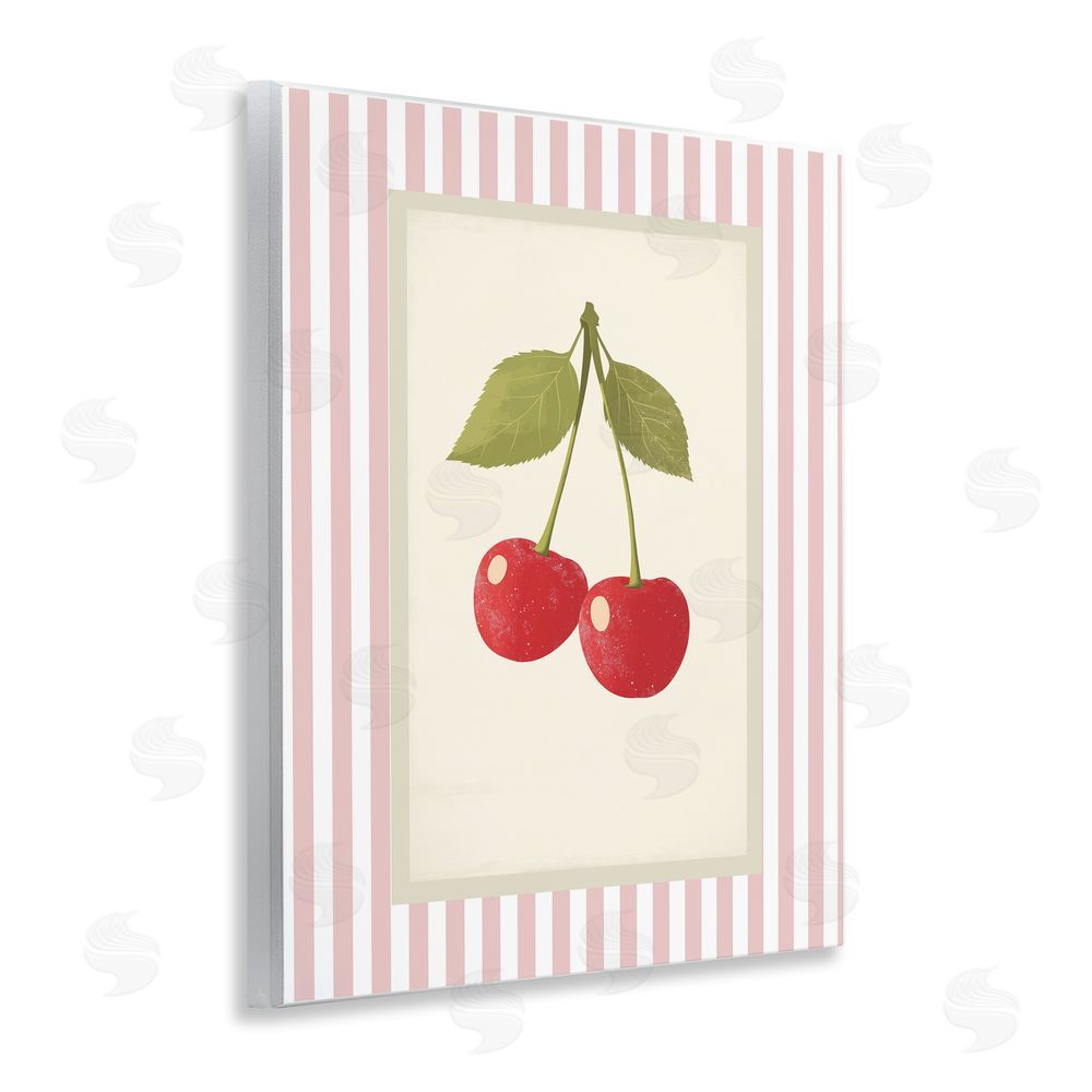 Christine Simpson Art Delicate Cherries on Stripes Wall Plaque Art Print