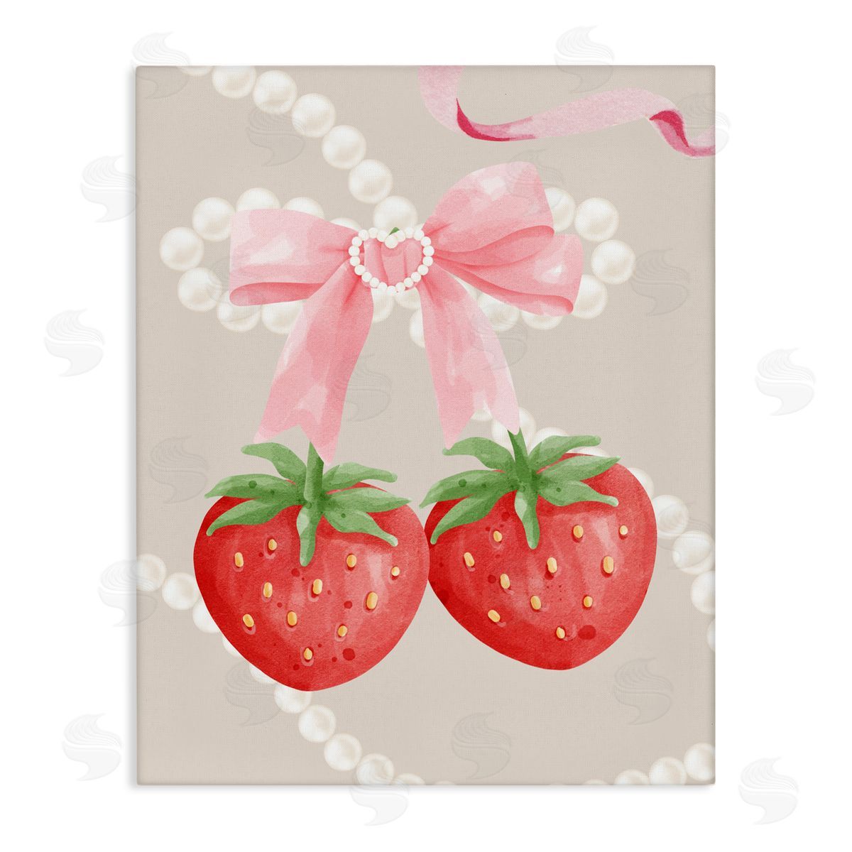 Jesse Keith Feminine Strawberry Pearls Canvas Wall Art Print