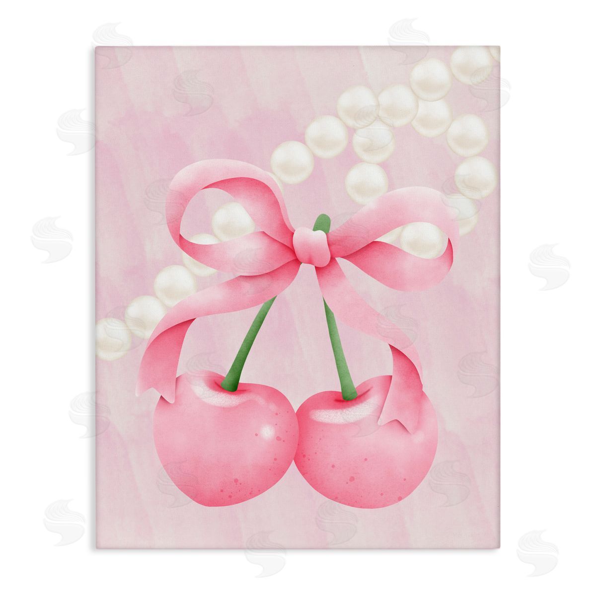 Jesse Keith Pastel Cherries with Pearls Canvas Wall Art Print