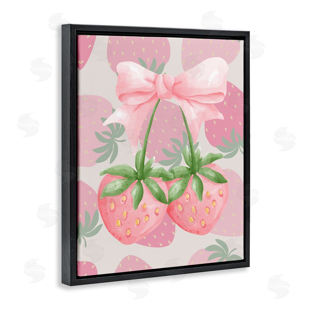 Jesse Keith Strawberry Shortcake Ribbon Black Floating Frame Canvas Wall Art Print