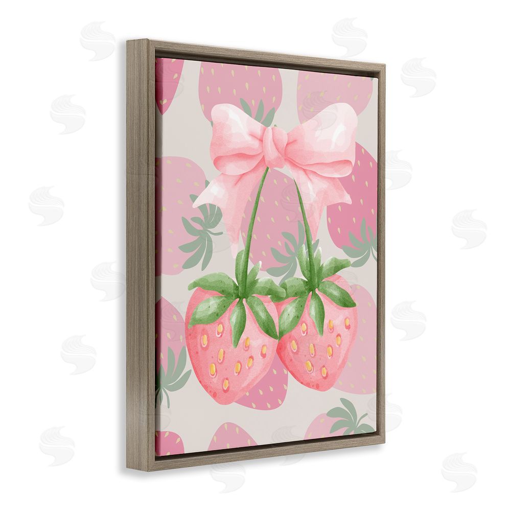 Jesse Keith Strawberry Shortcake Ribbon Brown Floating Frame Canvas Wall Art Print