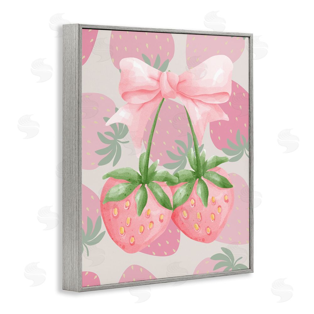 Jesse Keith Strawberry Shortcake Ribbon Gray Framed Giclee Wall Art Print