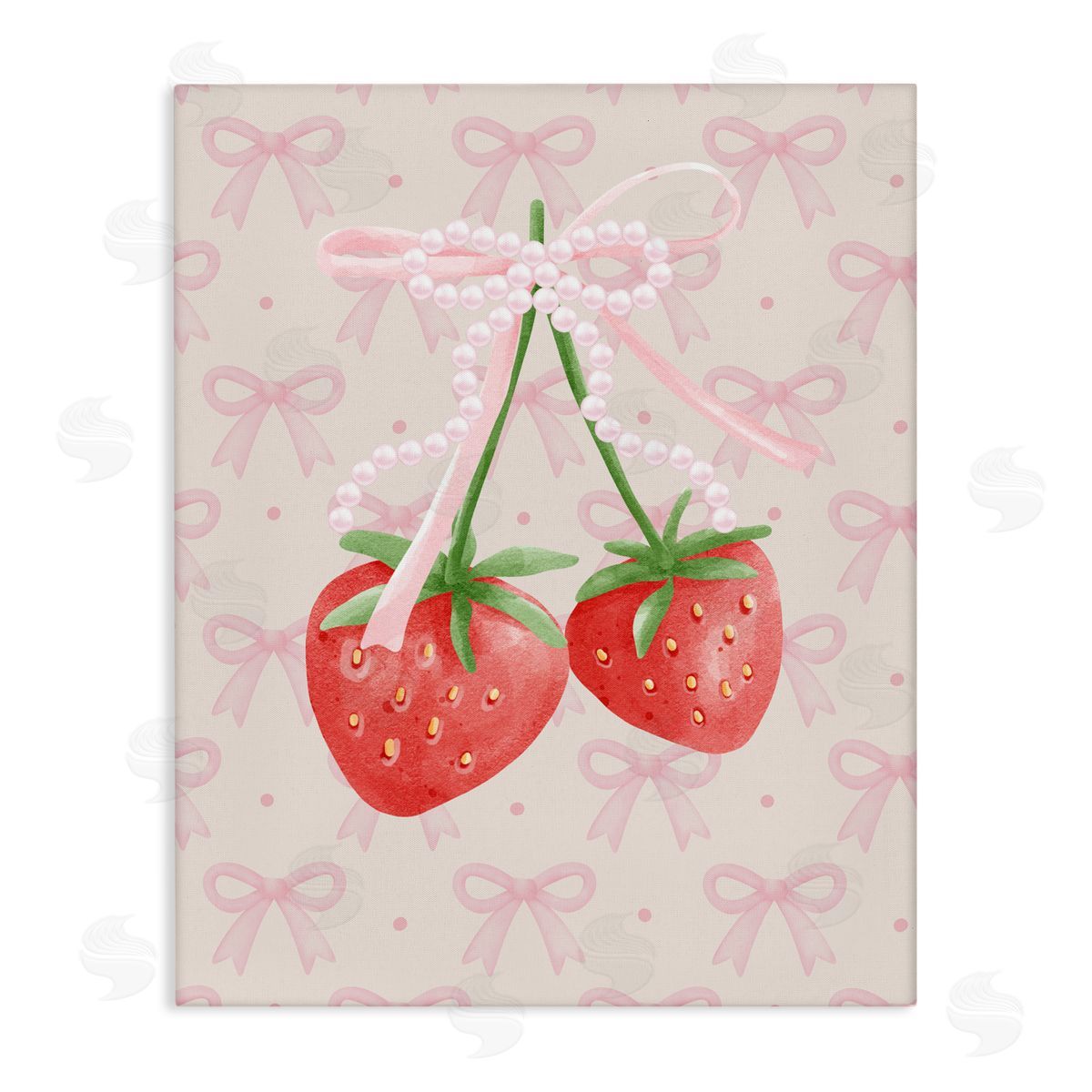 Jesse Keith Bows & Berries Strawberry Canvas Wall Art Print