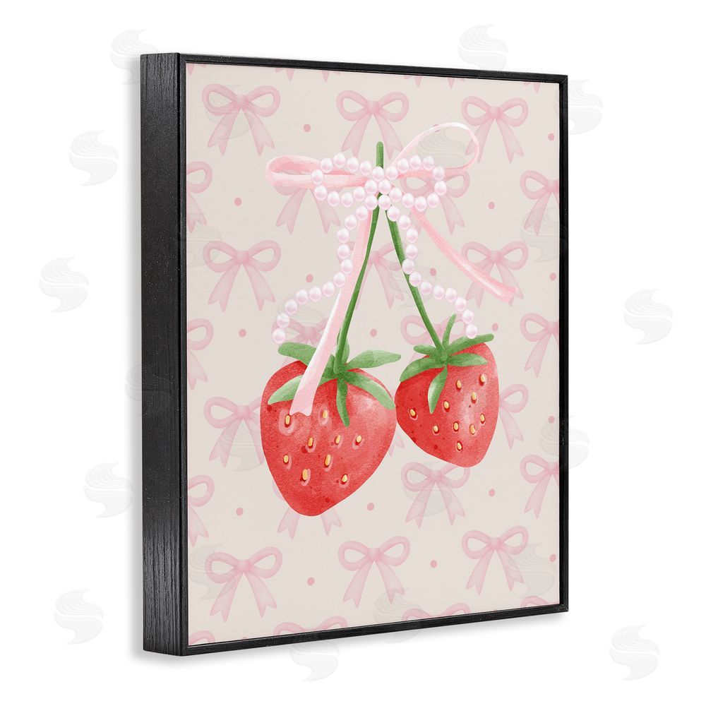 Jesse Keith Bows & Berries Strawberry Black Framed Giclee Wall Art Print
