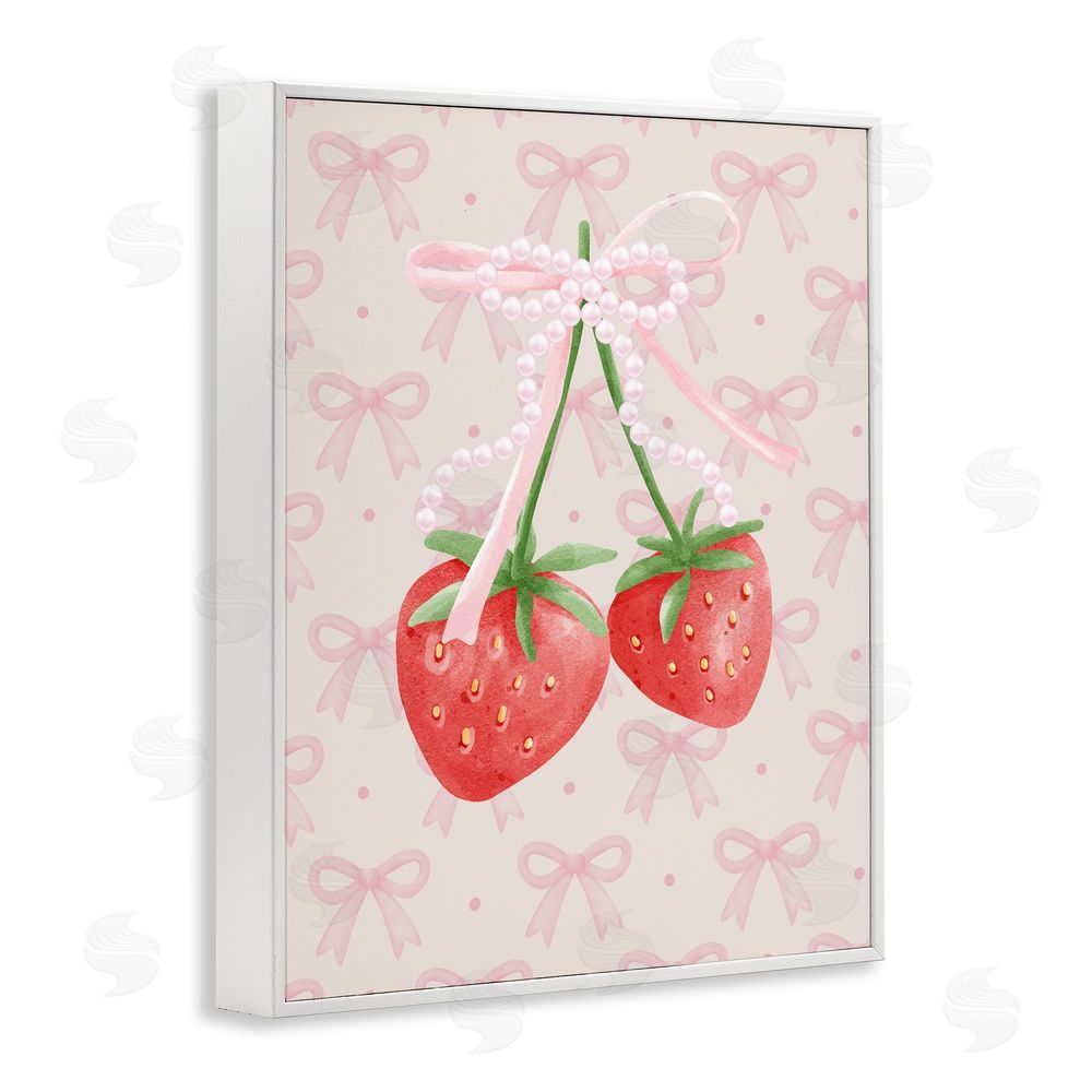 Jesse Keith Bows & Berries Strawberry White Framed Giclee Wall Art Print