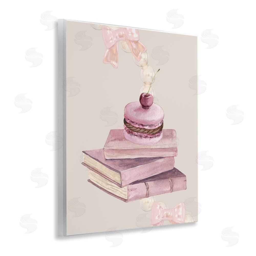 Jesse Keith Cherry Macaron on Book Stack Wall Plaque Art Print