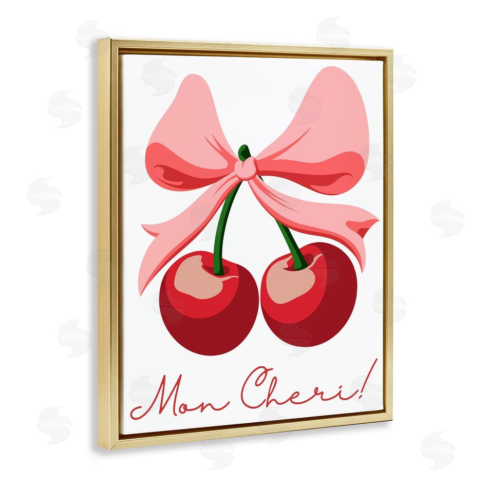 Marcus Prime Mon Cheri Bow Cherries Gold Floating Frame Canvas Wall Art Print