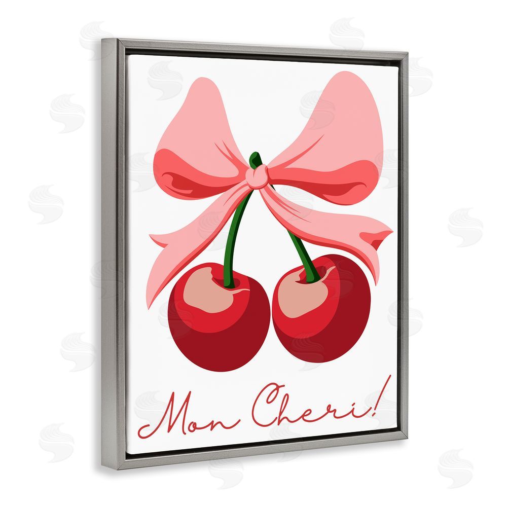 Marcus Prime Mon Cheri Bow Cherries Gray Floating Frame Canvas Wall Art Print
