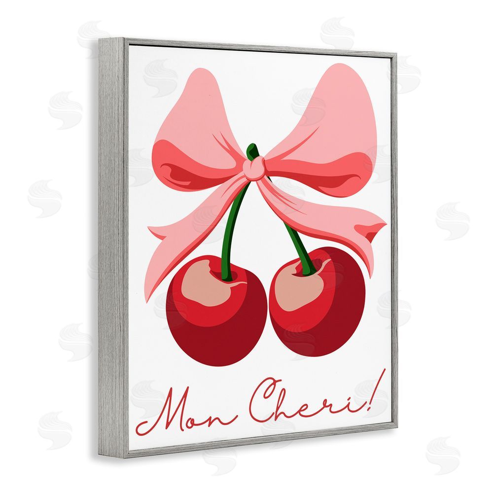 Marcus Prime Mon Cheri Bow Cherries Gray Framed Giclee Wall Art Print