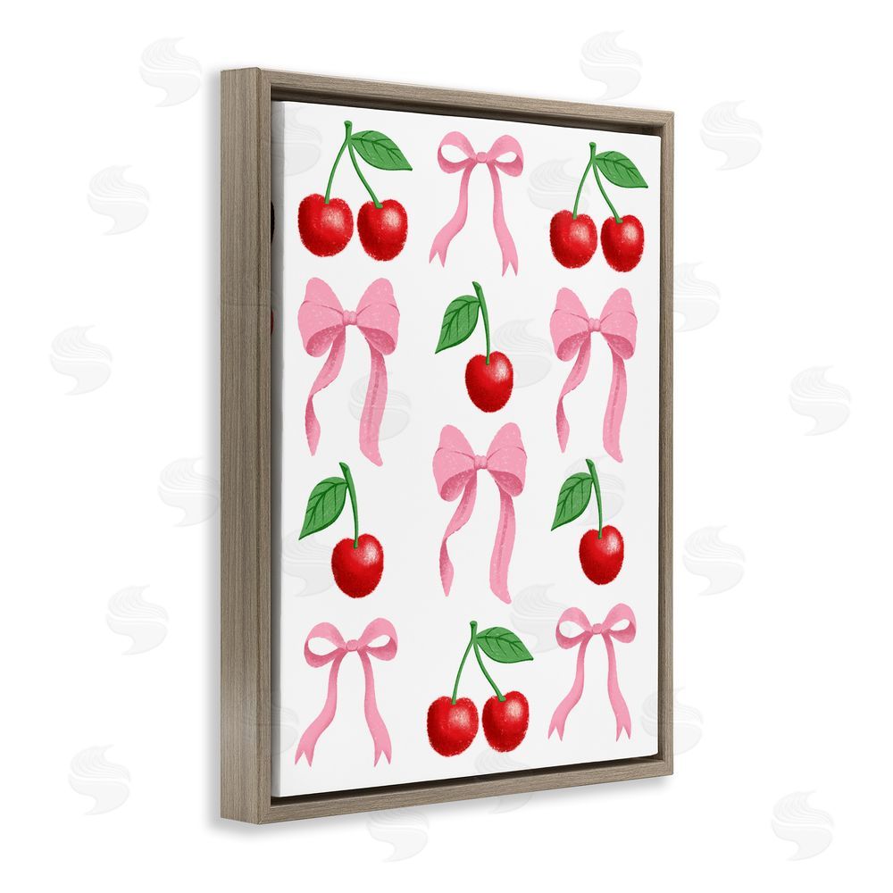 Marcus Prime Cherries & Bows Assortment Brown Floating Frame Canvas Wall Art Print