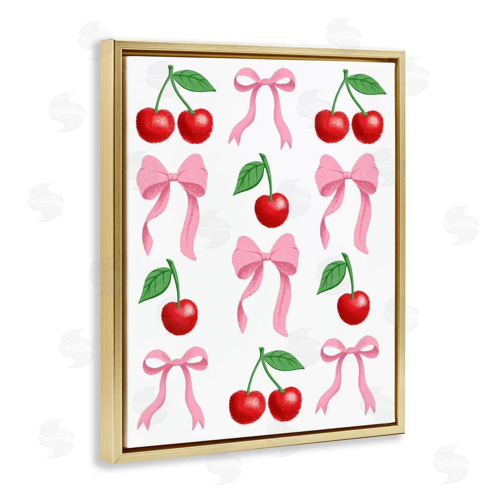 Marcus Prime Cherries & Bows Assortment Gold Floating Frame Canvas Wall Art Print