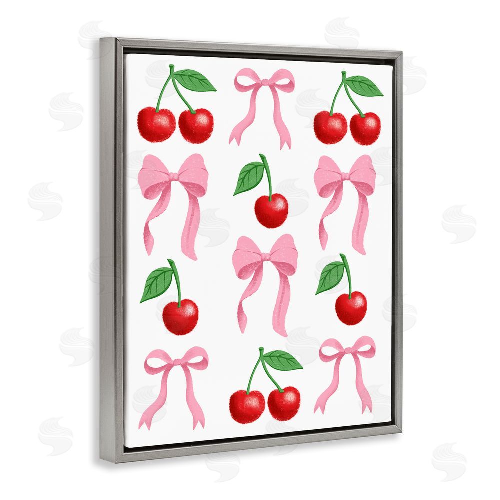 Marcus Prime Cherries & Bows Assortment Gray Floating Frame Canvas Wall Art Print