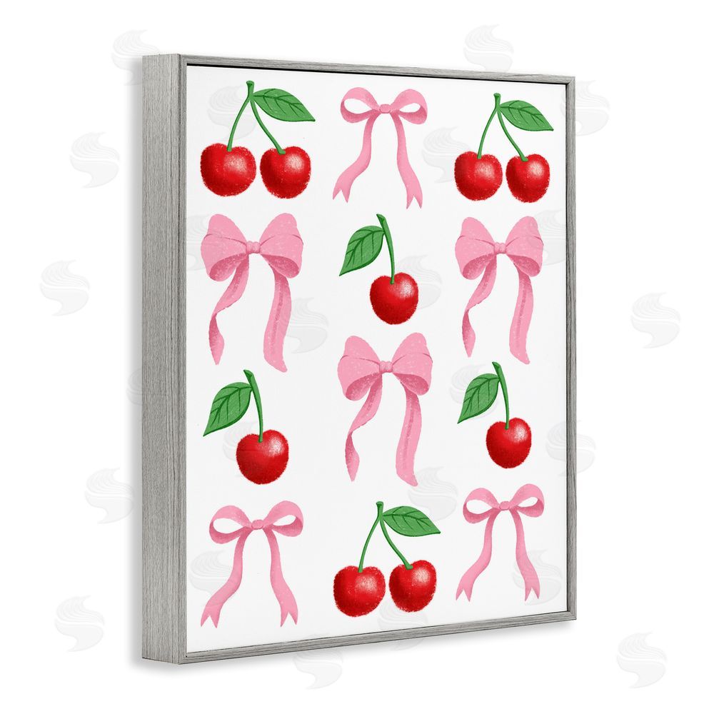 Marcus Prime Cherries & Bows Assortment Gray Framed Giclee Wall Art Print