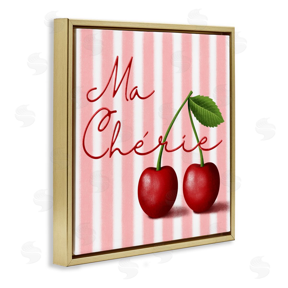 Marcus Prime Ma Cherie Stripes & Cherries Gold Floating Frame Canvas Wall Art Print