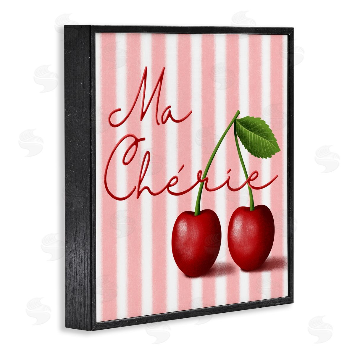 Marcus Prime Ma Cherie Stripes & Cherries Black Framed Giclee Wall Art Print