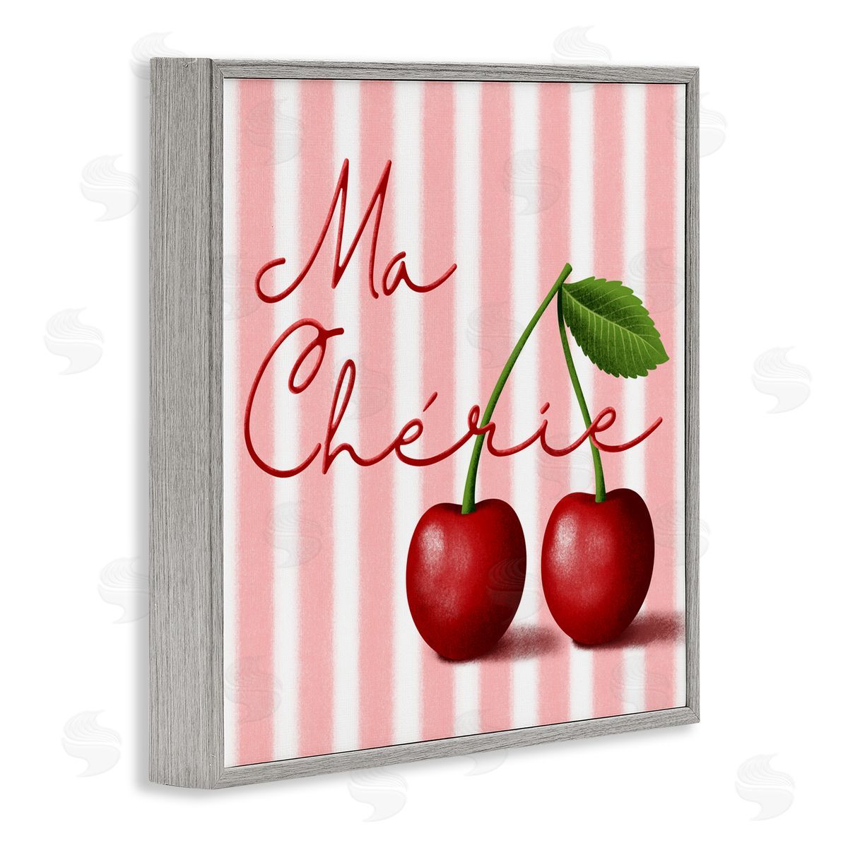 Marcus Prime Ma Cherie Stripes & Cherries Gray Framed Giclee Wall Art Print