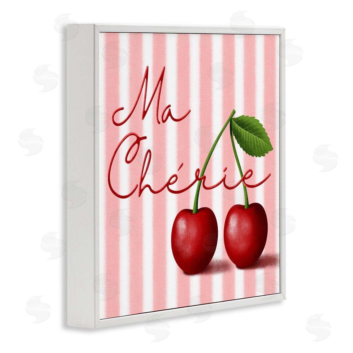 Marcus Prime Ma Cherie Stripes & Cherries White Framed Giclee Wall Art Print