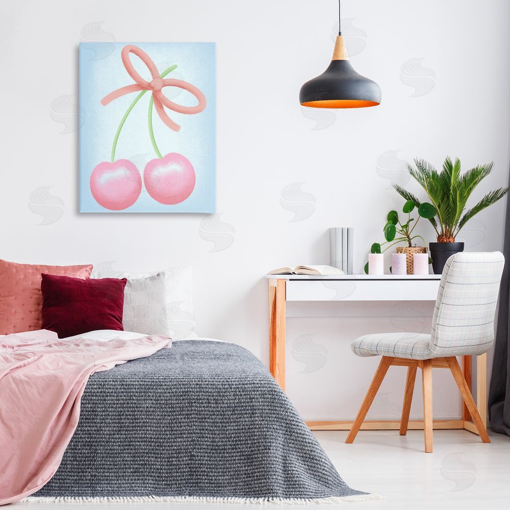 Marcus Prime Cherries And Round Bow Canvas Art on Wall