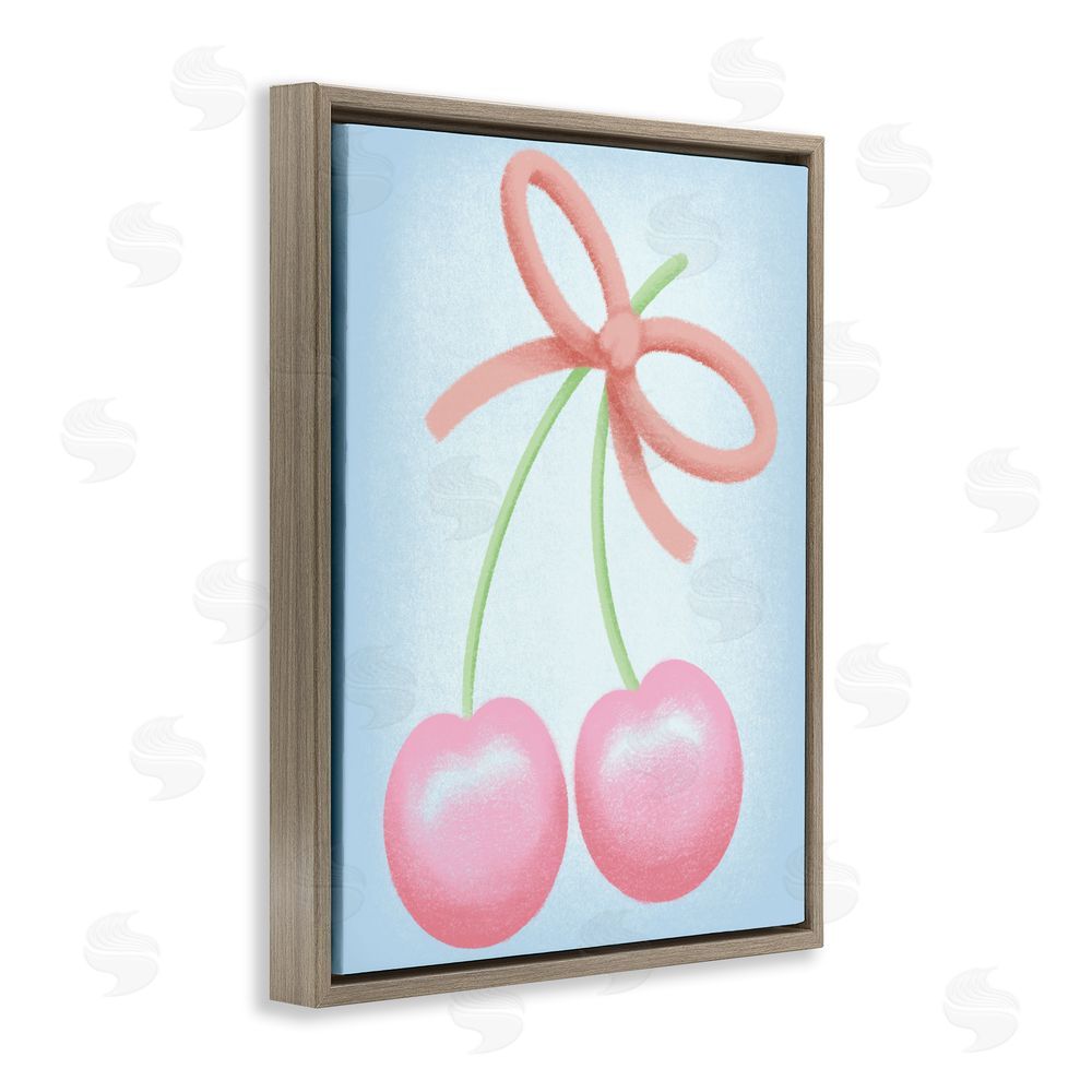 Marcus Prime Cherries And Round Bow Brown Floating Frame Canvas Wall Art Print