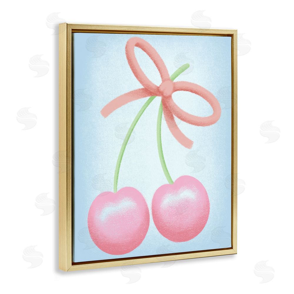 Marcus Prime Cherries And Round Bow Gold Floating Frame Canvas Wall Art Print