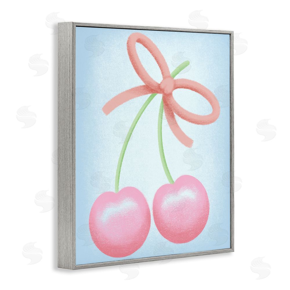 Marcus Prime Cherries And Round Bow Gray Framed Giclee Wall Art Print