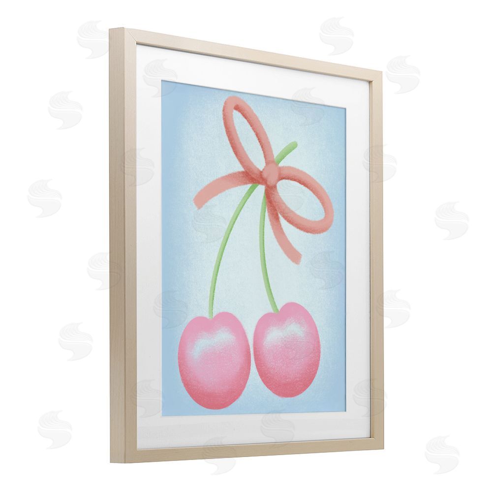 Marcus Prime Cherries And Round Bow Birch Framed Print Under Glass with White Mat Wall Art