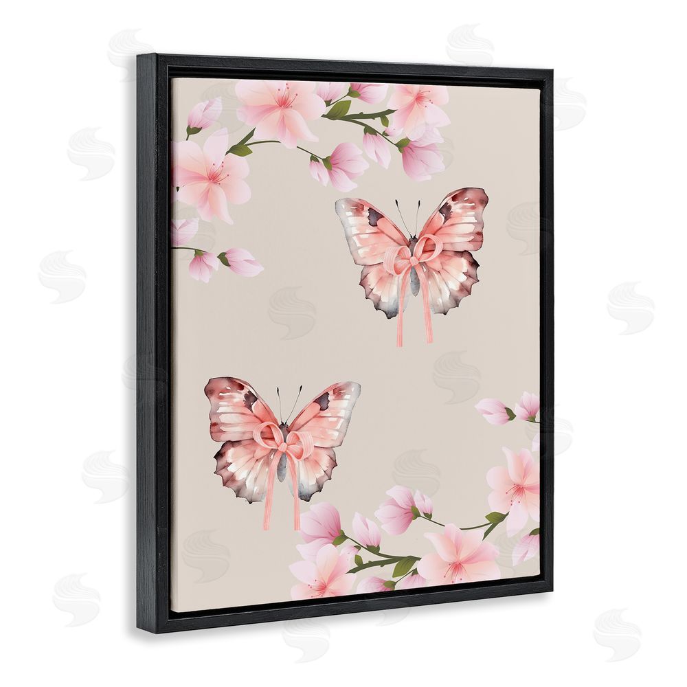 Jesse Keith Butterflies In Bows Black Floating Frame Canvas Wall Art Print