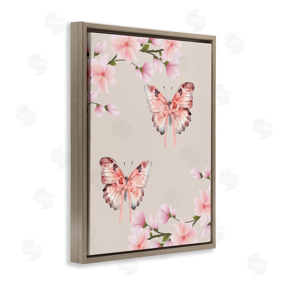 Jesse Keith Butterflies In Bows Brown Floating Frame Canvas Wall Art Print