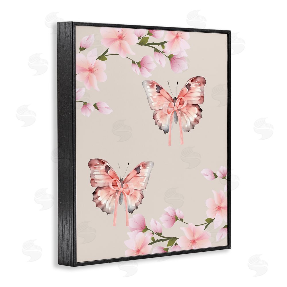 Jesse Keith Butterflies In Bows Black Framed Giclee Wall Art Print