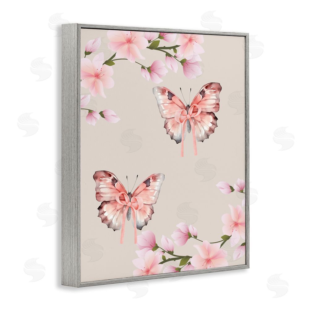 Jesse Keith Butterflies In Bows Gray Framed Giclee Wall Art Print