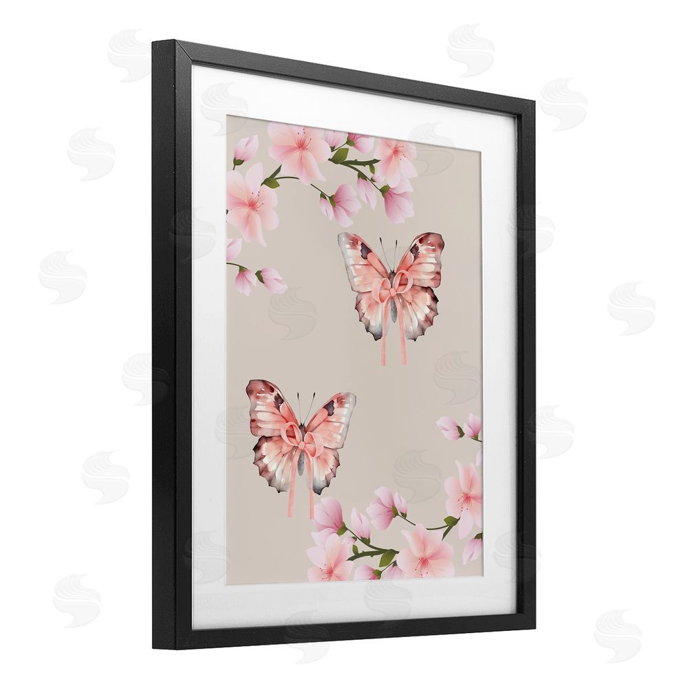 Jesse Keith Butterflies In Bows Black Framed Print Under Glass with White Mat Wall Art