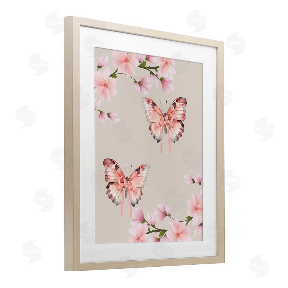 Jesse Keith Butterflies In Bows Birch Framed Print Under Glass with White Mat Wall Art