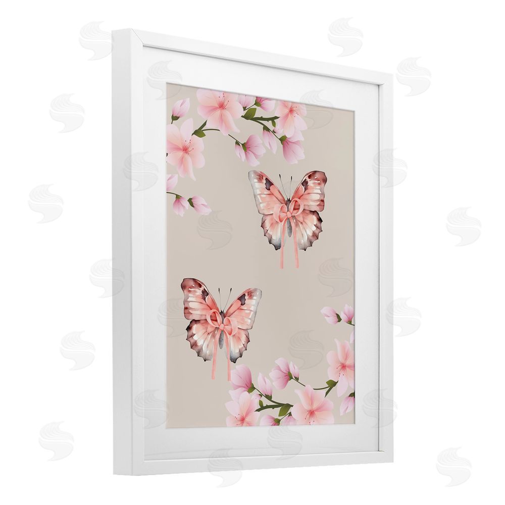 Jesse Keith Butterflies In Bows White Framed Print Under Glass with Mat Wall Art