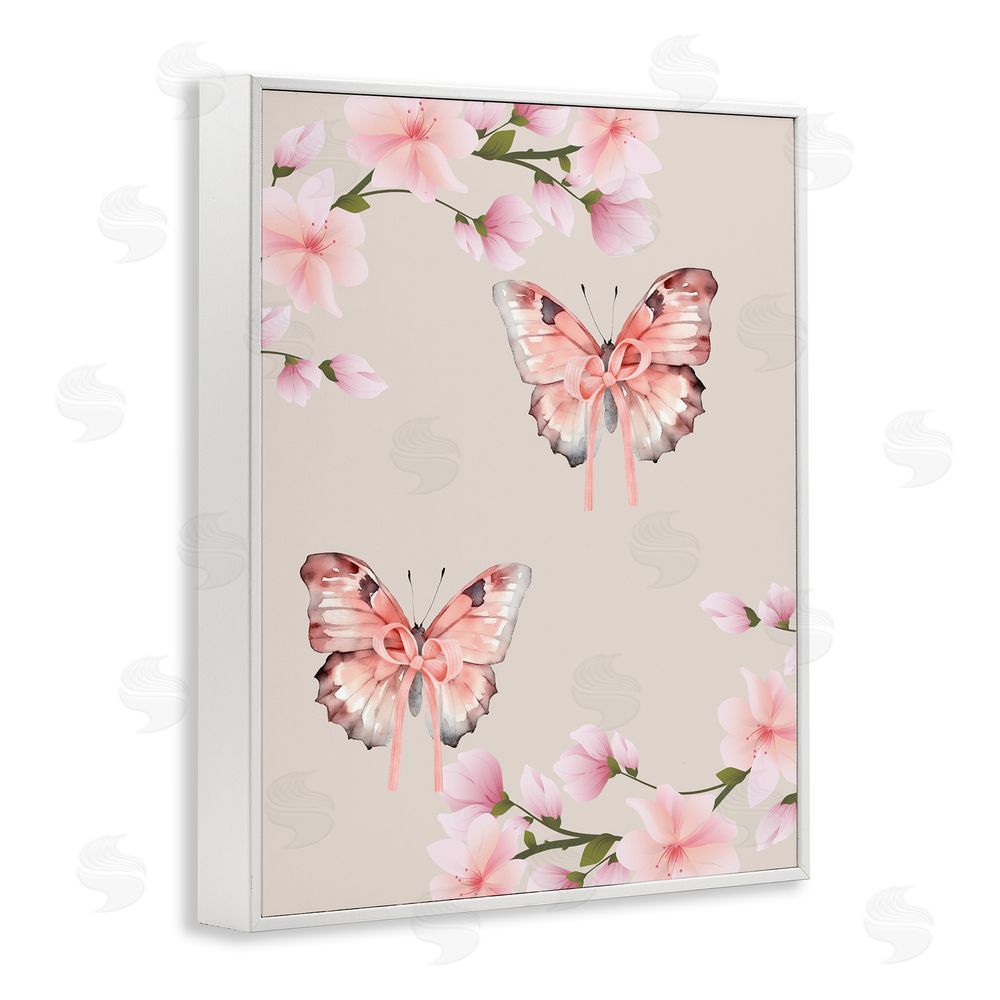 Jesse Keith Butterflies In Bows White Framed Giclee Wall Art Print