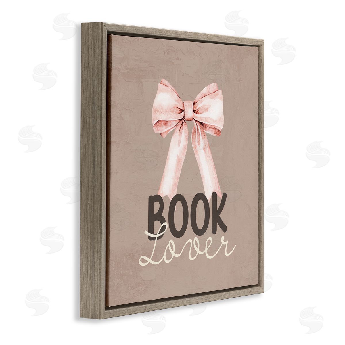 Kim Allen Book Lover with Bow Brown Floating Frame Canvas Wall Art Print