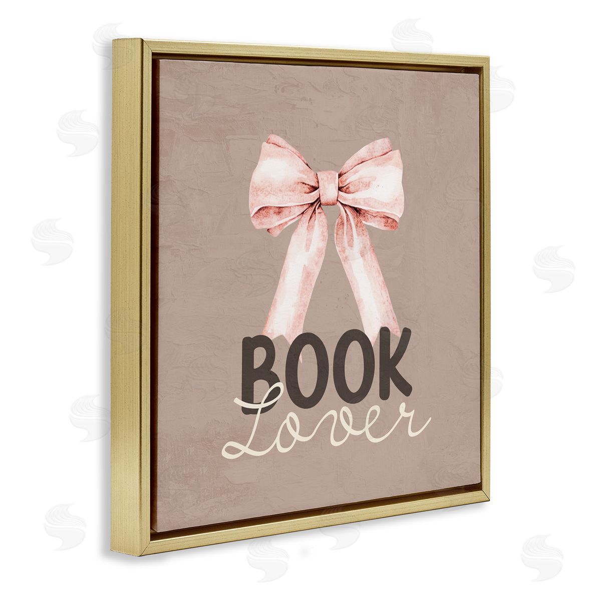 Kim Allen Book Lover with Bow Gold Floating Frame Canvas Wall Art Print